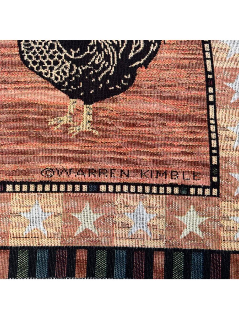 Warren Kimble Rooster Tapestry Throw Blanket 48in x 57in Home Country Farmhouse - Picture 2 of 13